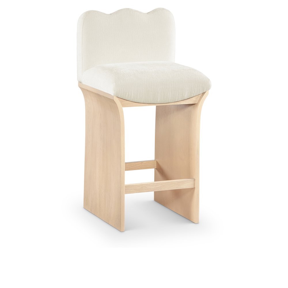 Shaw Cream Chenille Fabric Upholstered Counter Stool. Picture 1