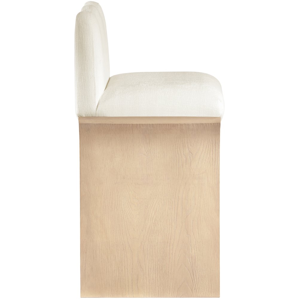 Shaw Cream Chenille Fabric Upholstered Counter Stool. Picture 8