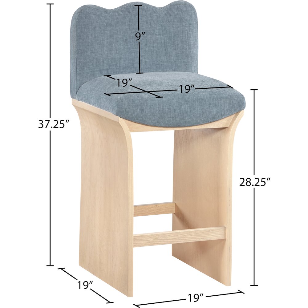 Shaw Light Blue Chenille Fabric Upholstered Counter Stool. Picture 6