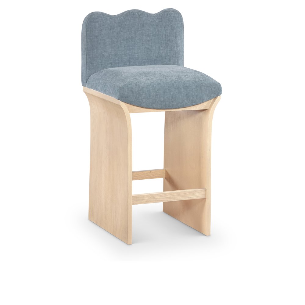 Shaw Light Blue Chenille Fabric Upholstered Counter Stool. Picture 1