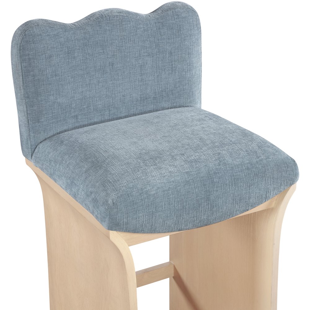 Shaw Light Blue Chenille Fabric Upholstered Counter Stool. Picture 4
