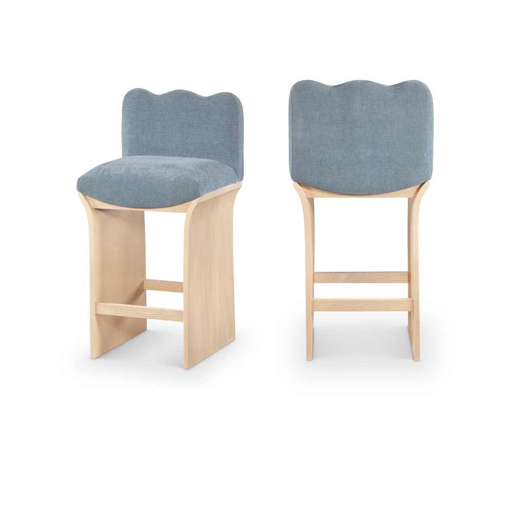 Shaw Light Blue Chenille Fabric Upholstered Counter Stool. Picture 10