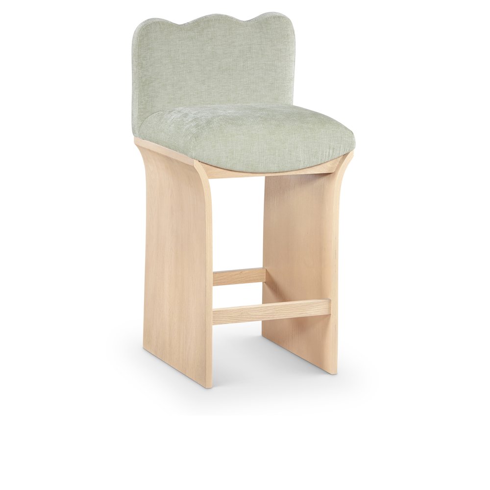 Shaw Mint Chenille Fabric Upholstered Counter Stool. Picture 1