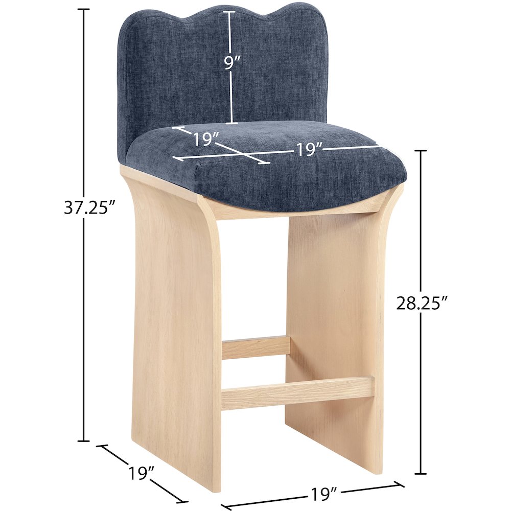 Shaw Navy Chenille Fabric Upholstered Counter Stool. Picture 6