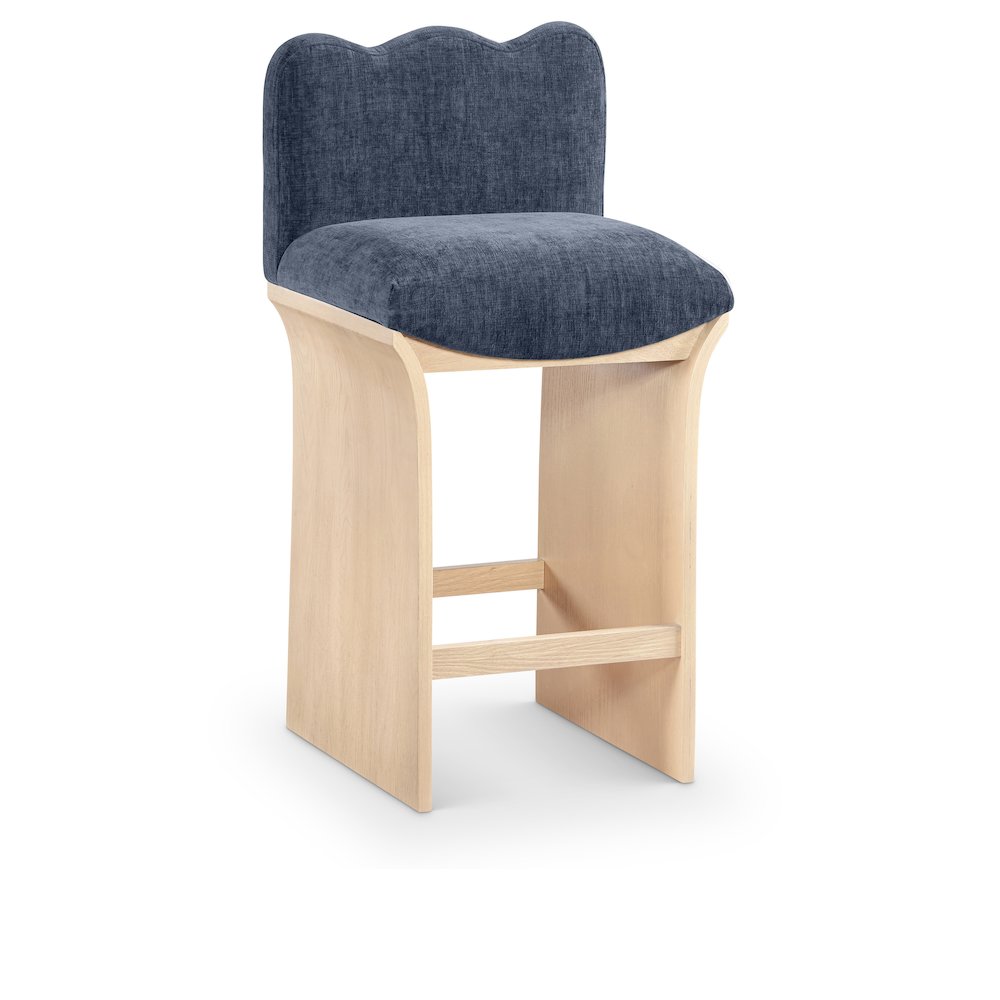 Shaw Navy Chenille Fabric Upholstered Counter Stool. Picture 1