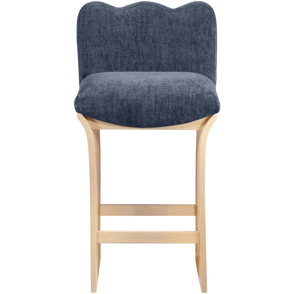 Shaw Navy Chenille Fabric Upholstered Counter Stool. Picture 2