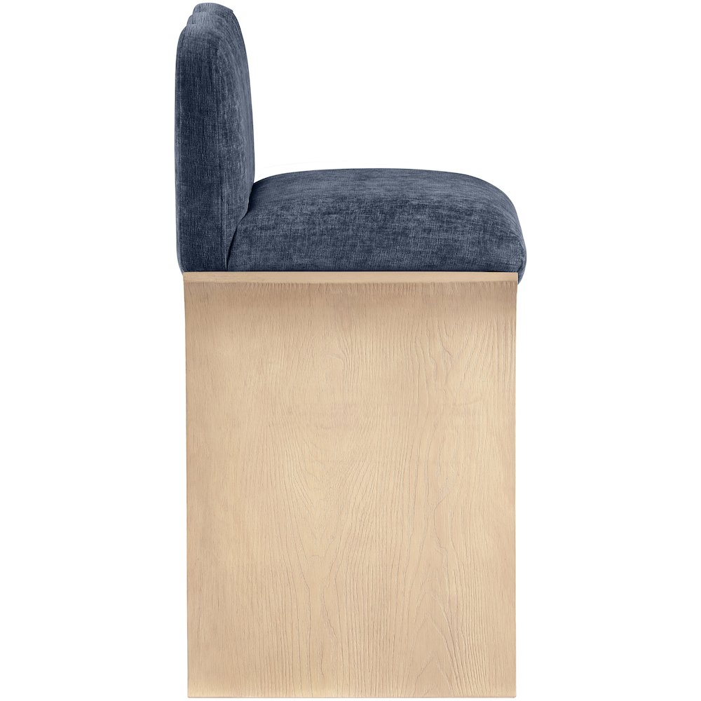 Shaw Navy Chenille Fabric Upholstered Counter Stool. Picture 8