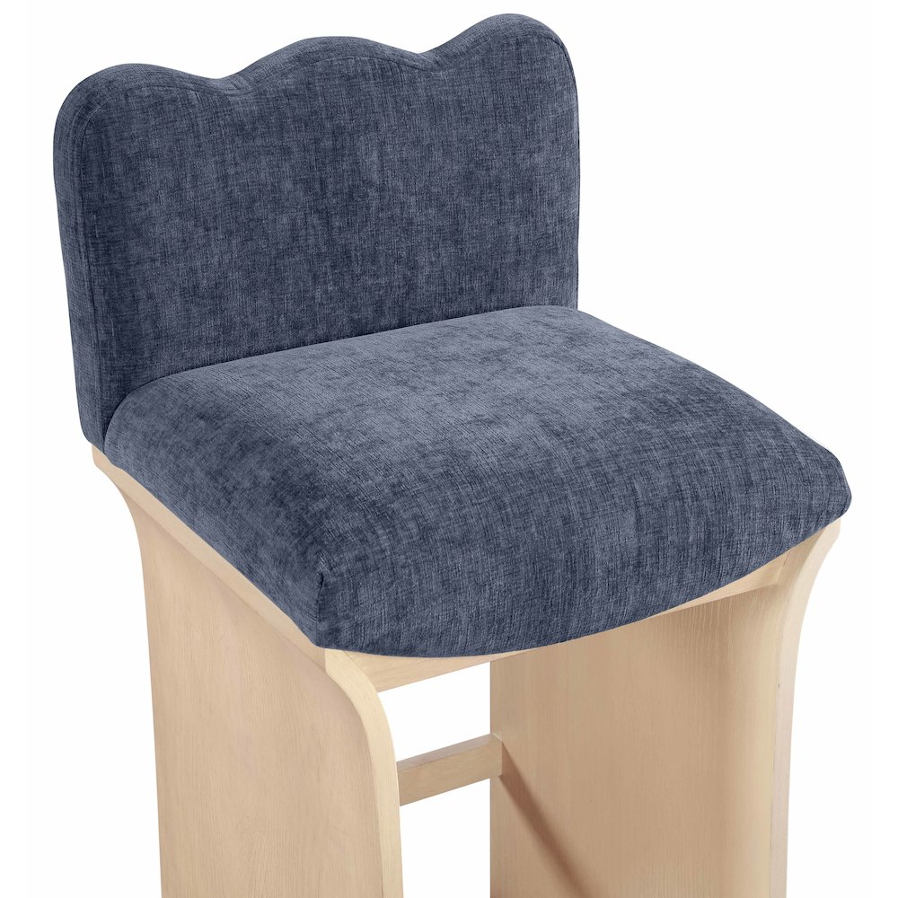 Shaw Navy Chenille Fabric Upholstered Counter Stool. Picture 4