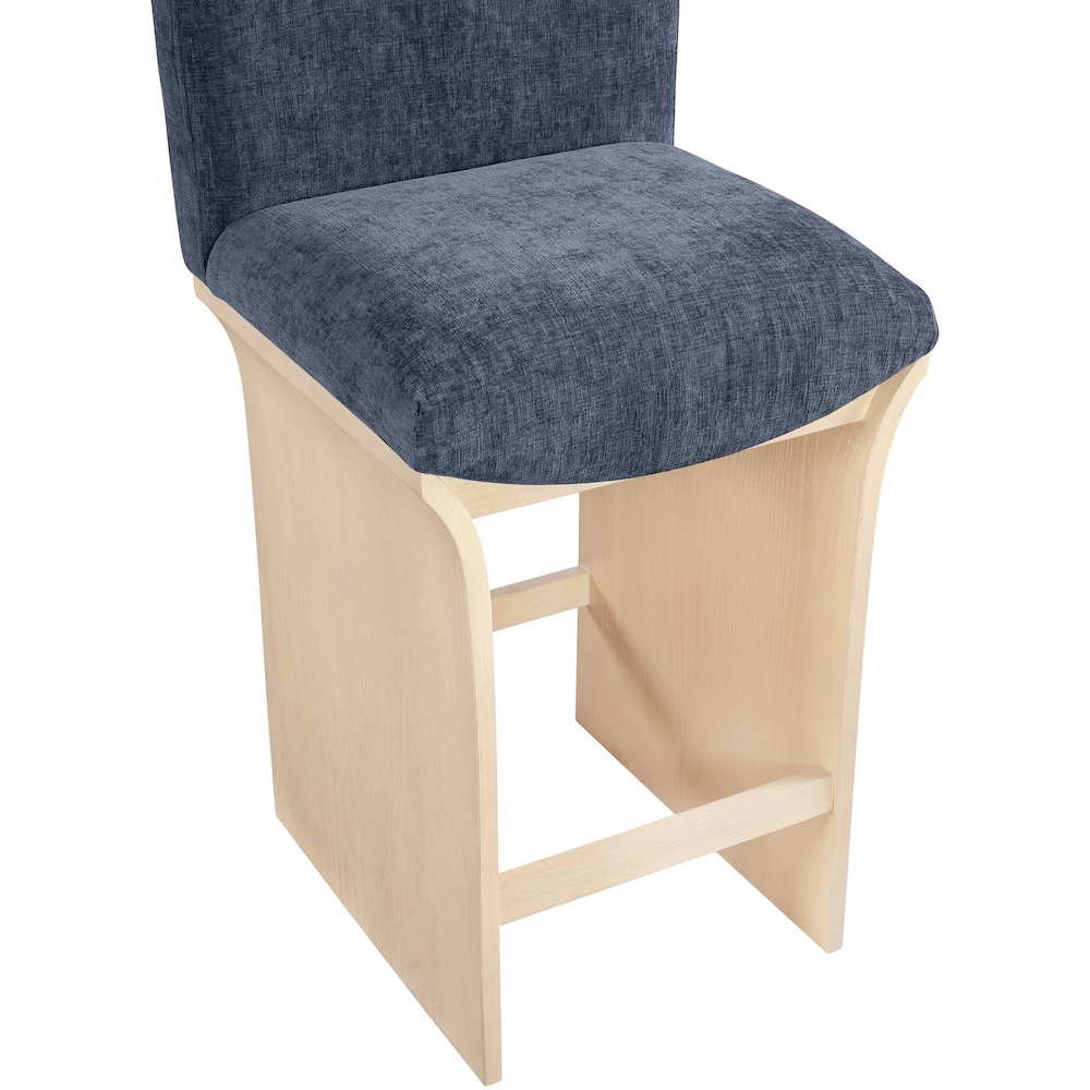 Shaw Navy Chenille Fabric Upholstered Counter Stool. Picture 5