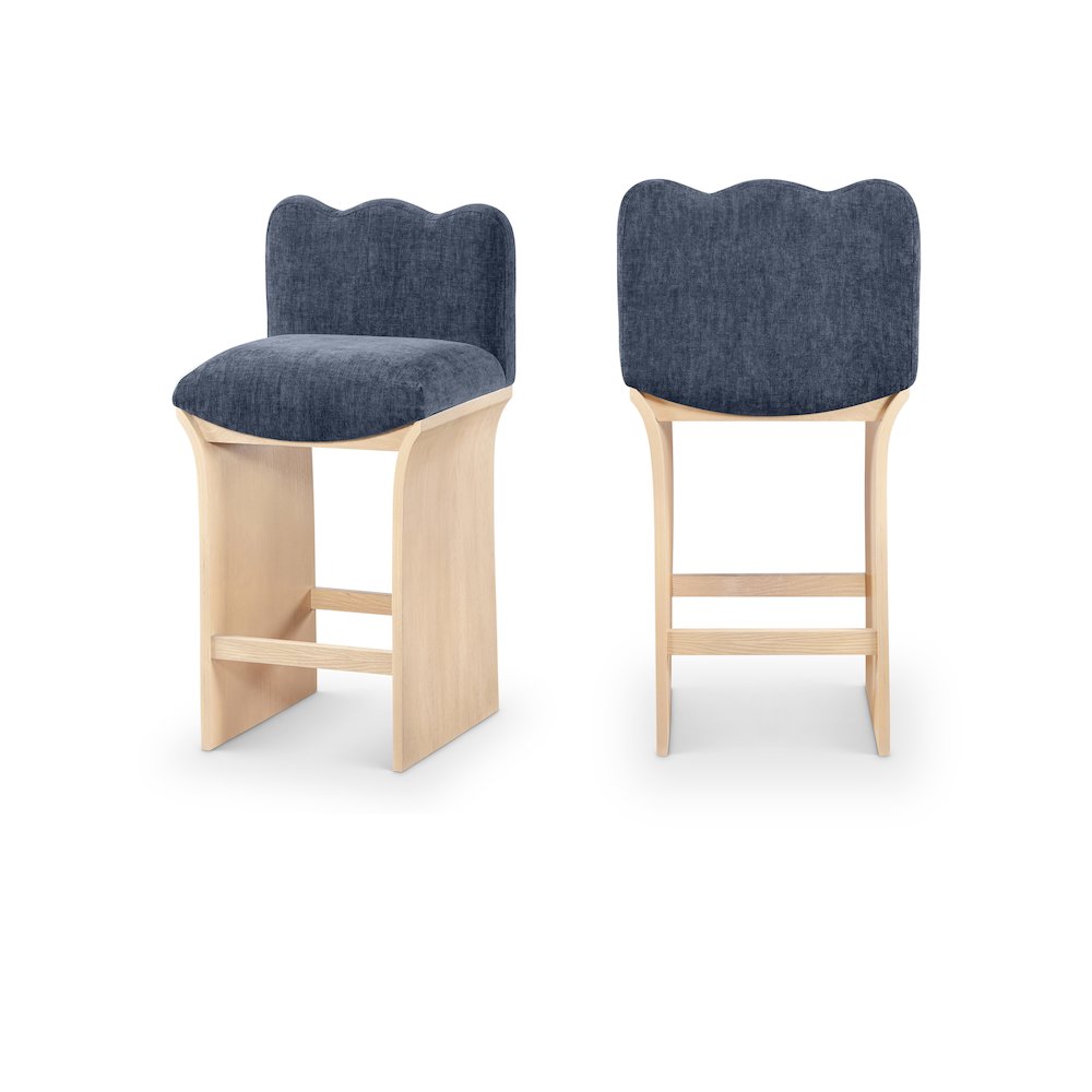 Shaw Navy Chenille Fabric Upholstered Counter Stool. Picture 10