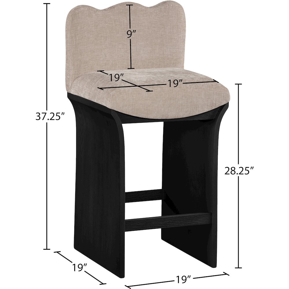 Shaw Beige Chenille Fabric Upholstered Counter Stool. Picture 6