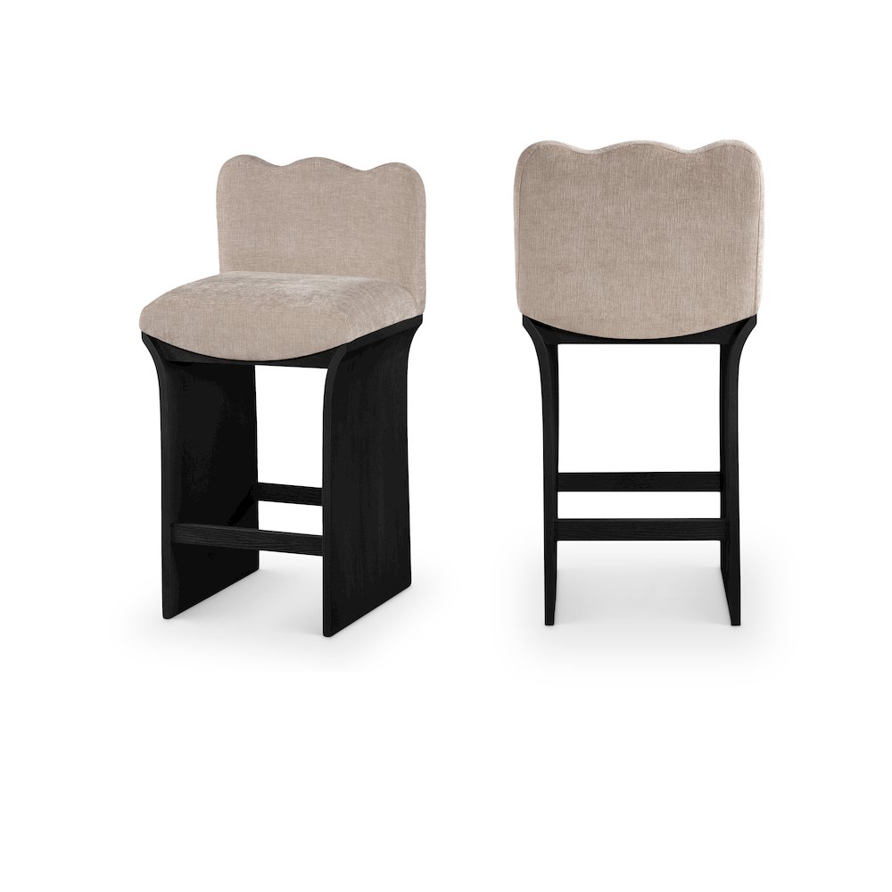 Shaw Beige Chenille Fabric Upholstered Counter Stool. Picture 10