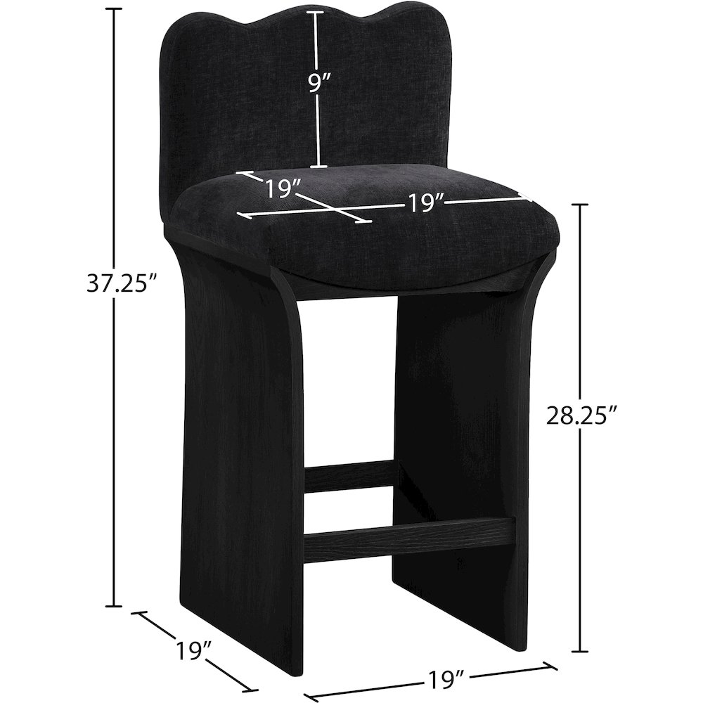 Shaw Black Chenille Fabric Upholstered Counter Stool. Picture 6