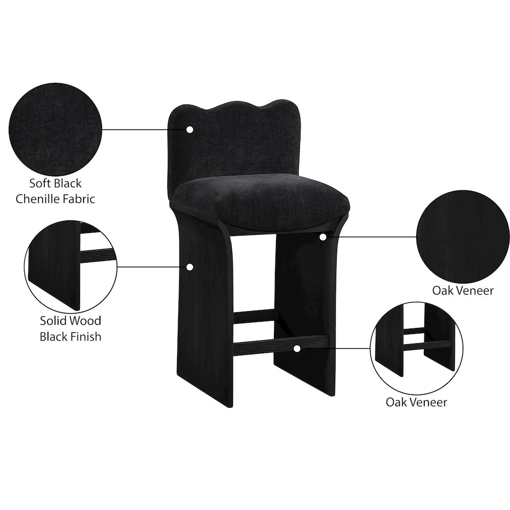 Shaw Black Chenille Fabric Upholstered Counter Stool. Picture 9