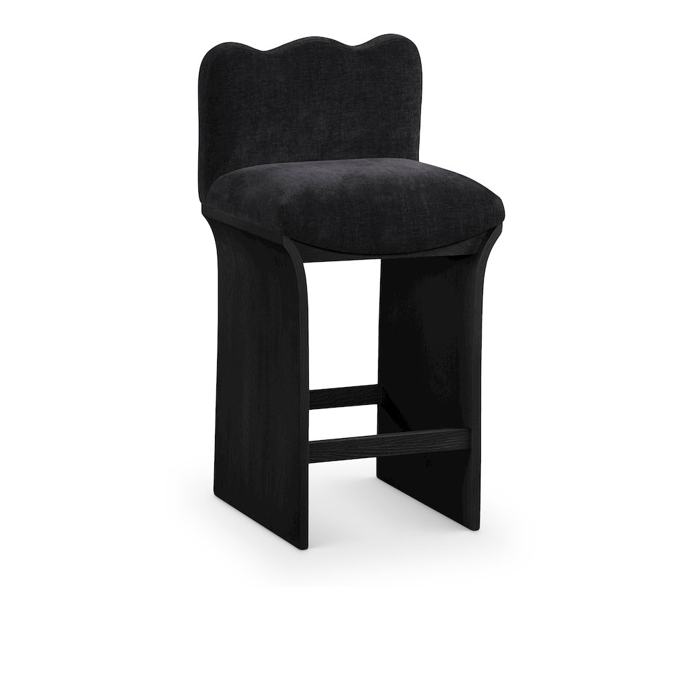 Shaw Black Chenille Fabric Upholstered Counter Stool. Picture 1