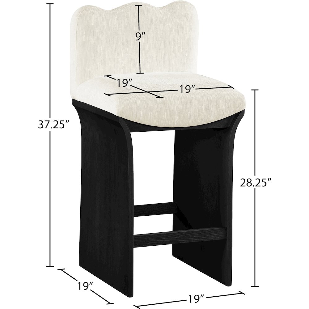 Shaw Cream Chenille Fabric Upholstered Counter Stool. Picture 6