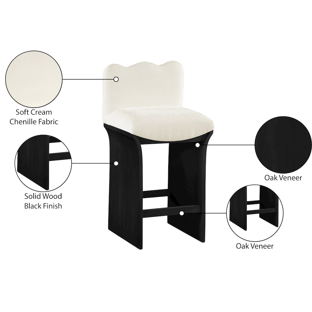 Shaw Cream Chenille Fabric Upholstered Counter Stool. Picture 9
