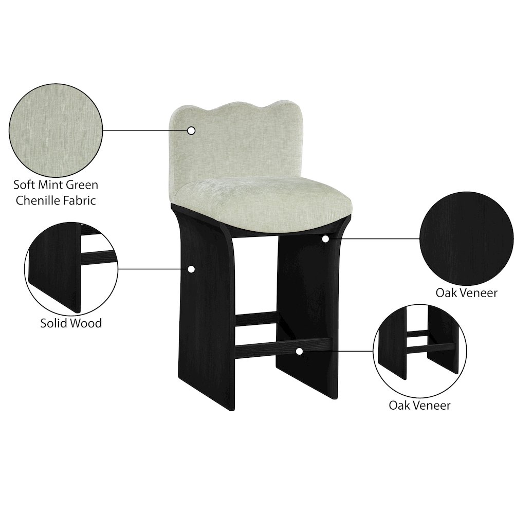 Shaw Mint Chenille Fabric Upholstered Counter Stool. Picture 9