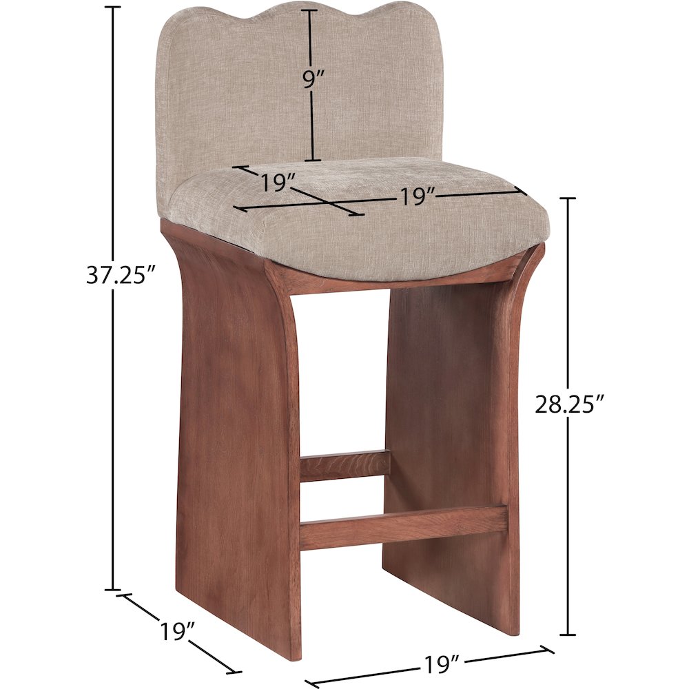 Shaw Beige Chenille Fabric Upholstered Counter Stool. Picture 6