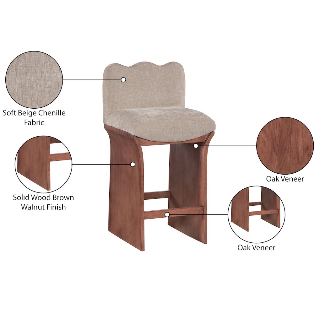 Shaw Beige Chenille Fabric Upholstered Counter Stool. Picture 9