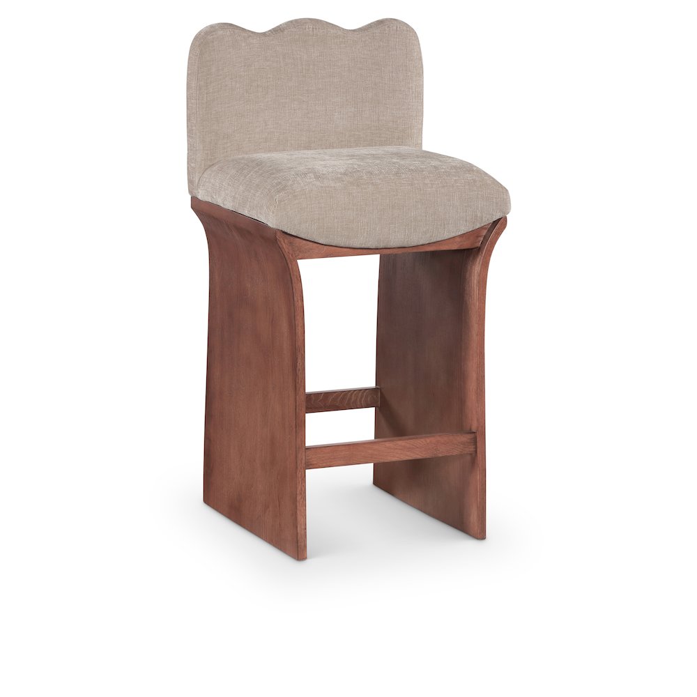 Shaw Beige Chenille Fabric Upholstered Counter Stool. Picture 1