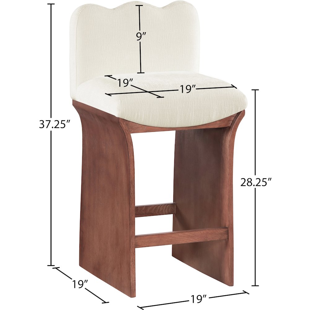 Shaw Cream Chenille Fabric Upholstered Counter Stool. Picture 6