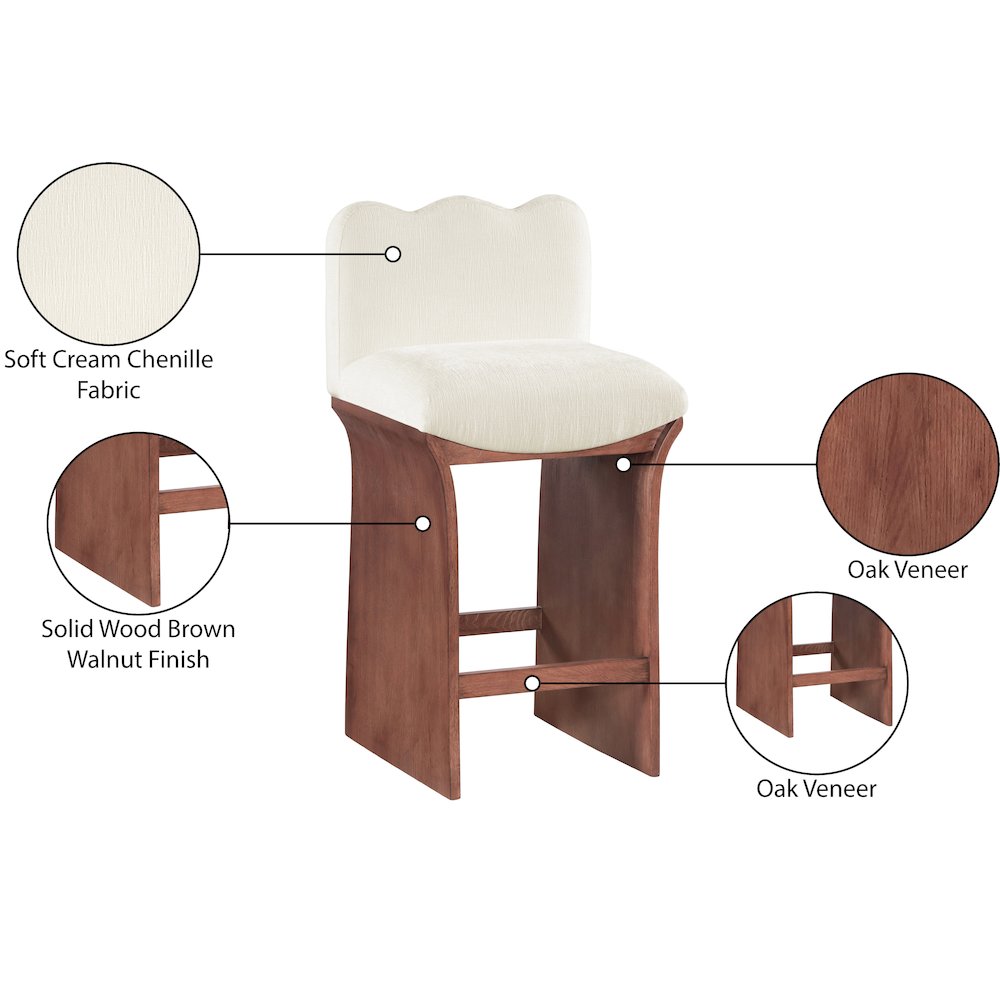 Shaw Cream Chenille Fabric Upholstered Counter Stool. Picture 9