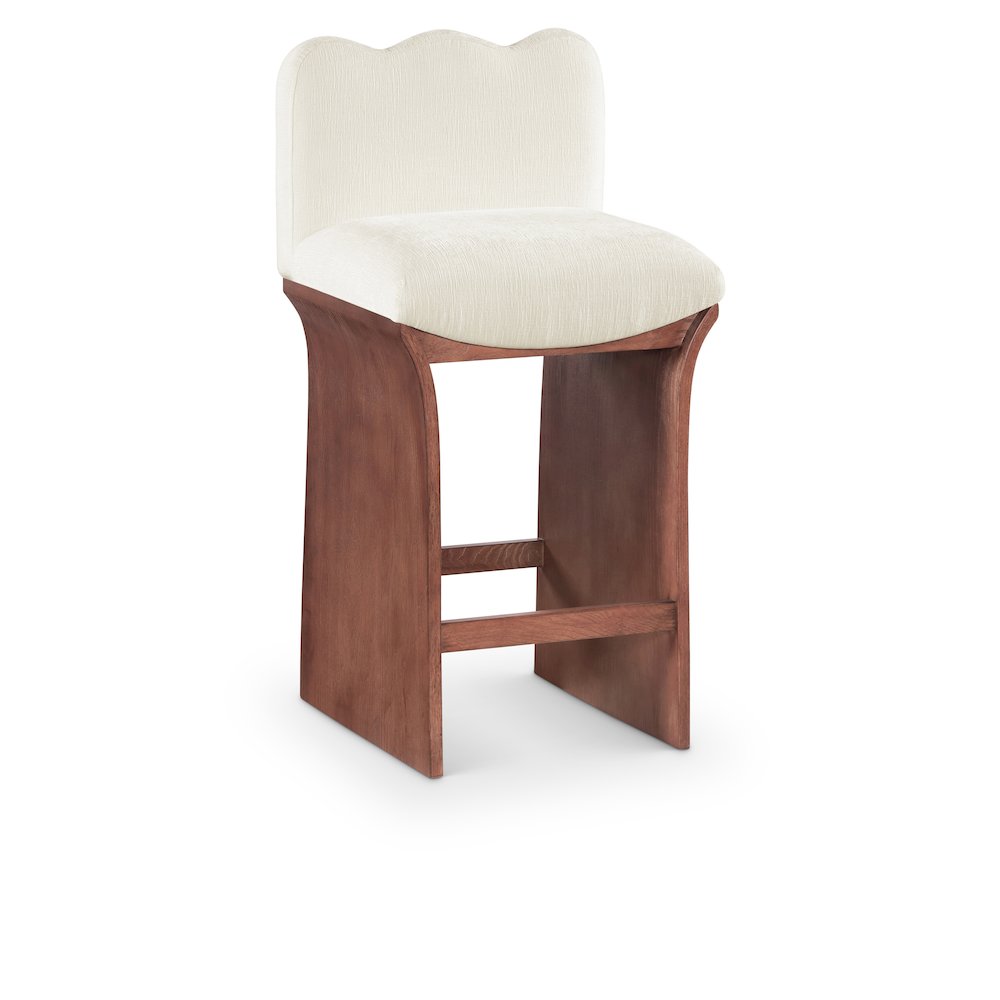 Shaw Cream Chenille Fabric Upholstered Counter Stool. Picture 1