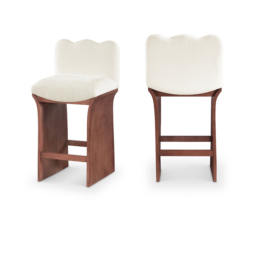 Shaw Cream Chenille Fabric Upholstered Counter Stool. Picture 10
