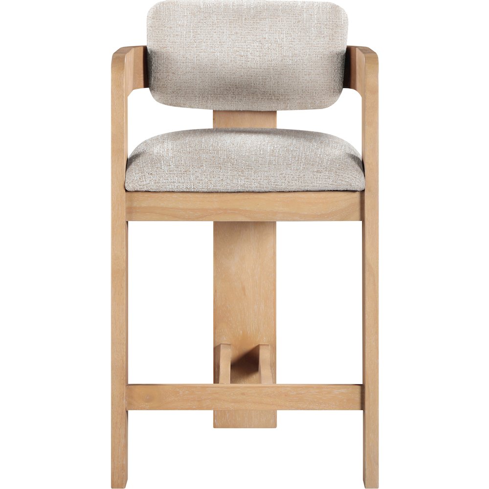 Sacha Beige Linen Textured Fabric Upholstered Counter Stool. Picture 2