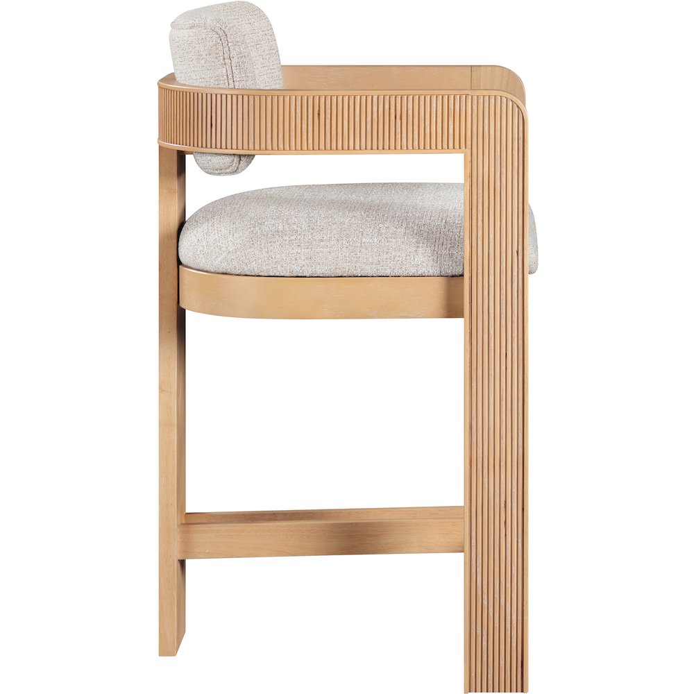 Sacha Beige Linen Textured Fabric Upholstered Counter Stool. Picture 8