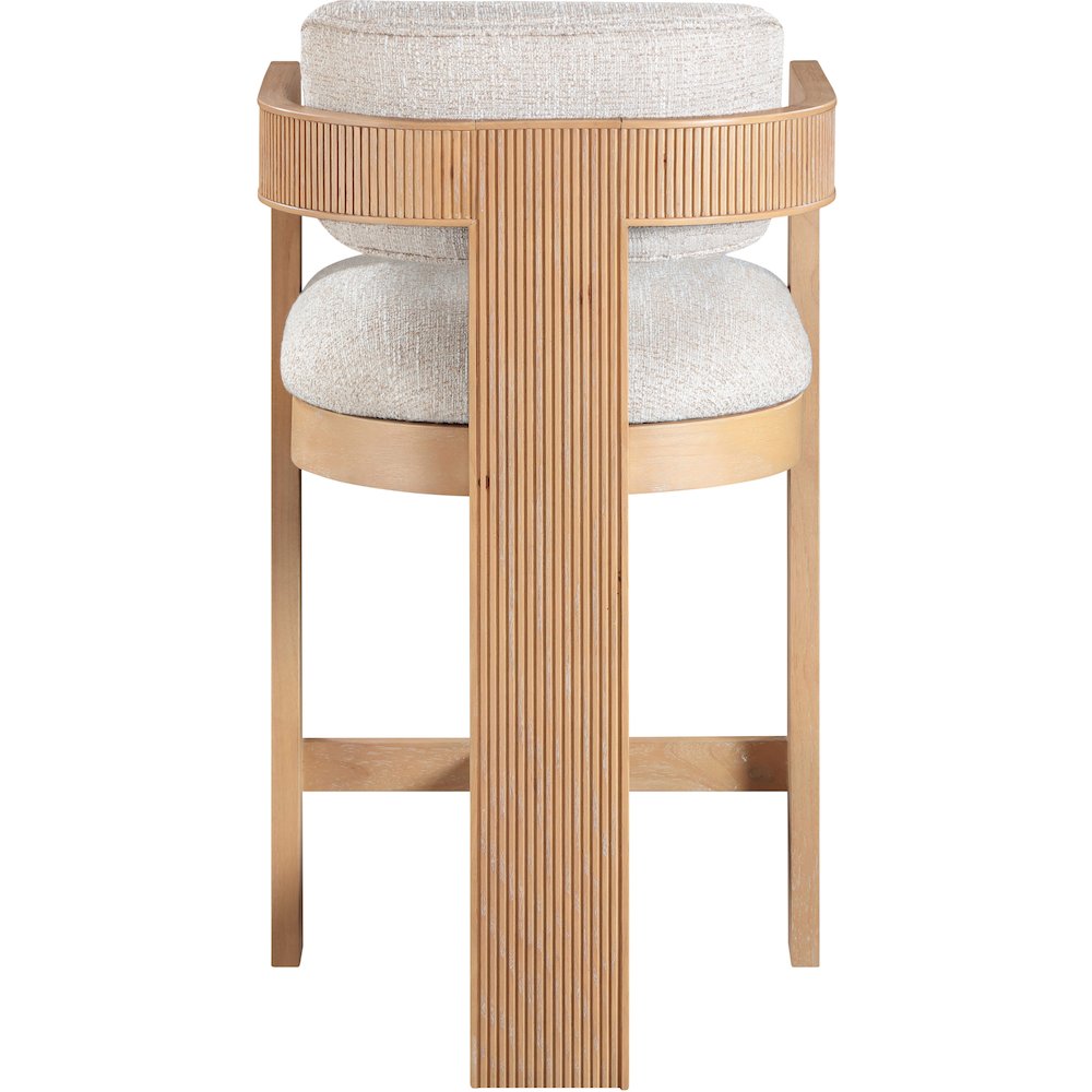 Sacha Beige Linen Textured Fabric Upholstered Counter Stool. Picture 3