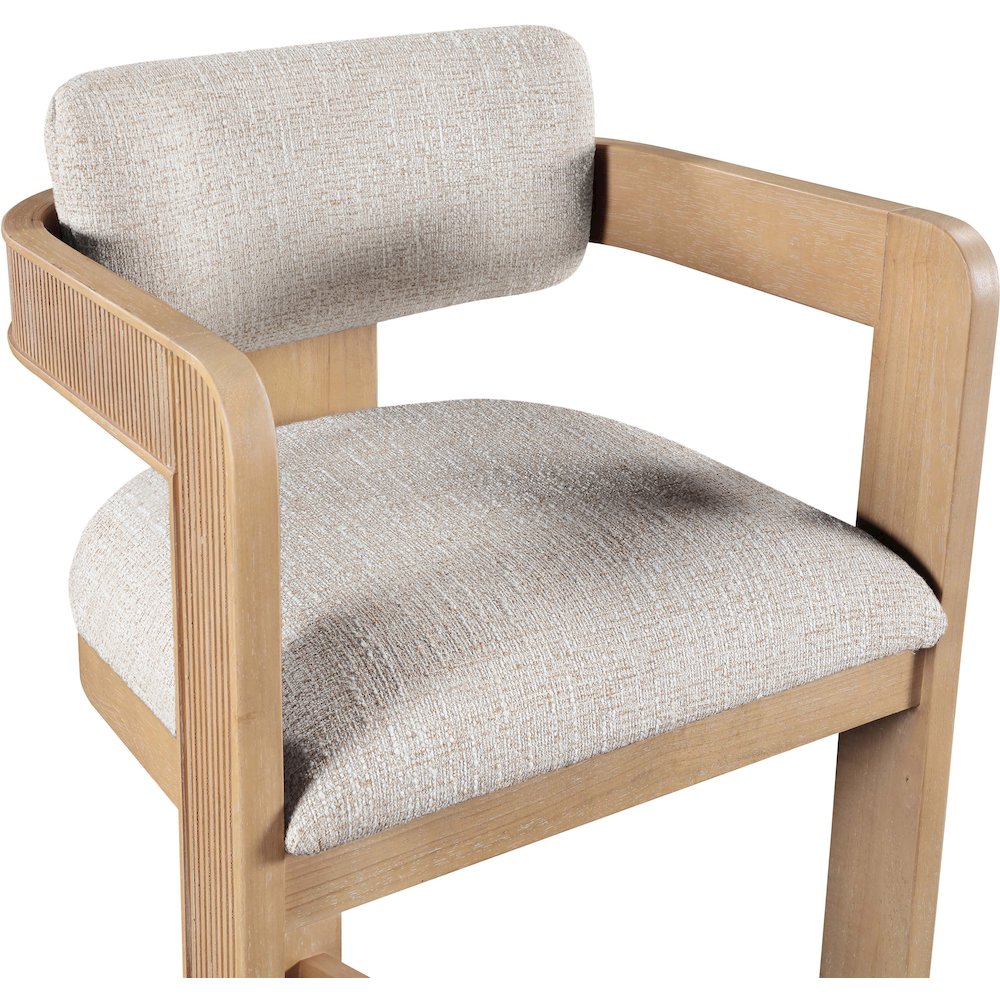 Sacha Beige Linen Textured Fabric Upholstered Counter Stool. Picture 4