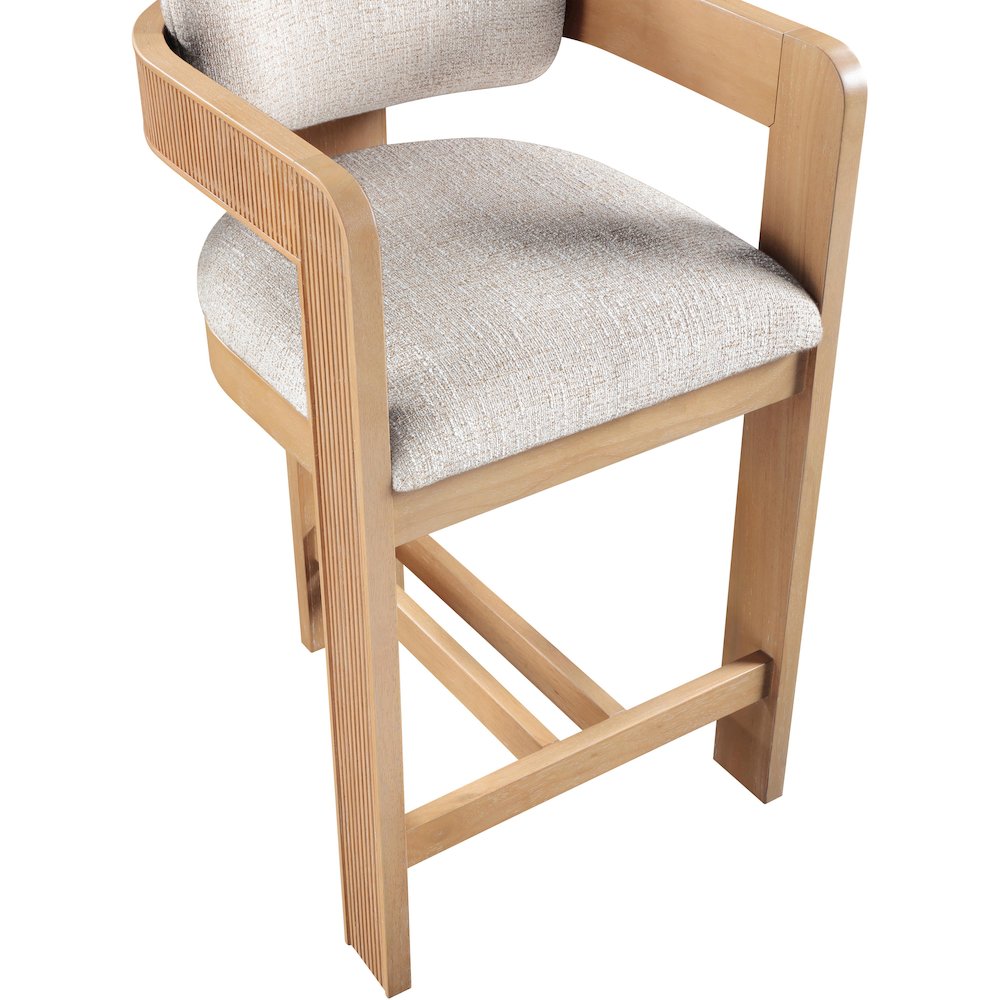 Sacha Beige Linen Textured Fabric Upholstered Counter Stool. Picture 5