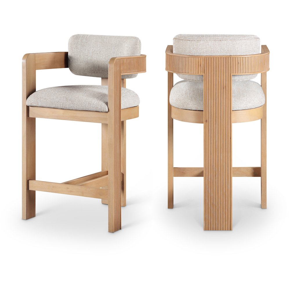 Sacha Beige Linen Textured Fabric Upholstered Counter Stool. Picture 11