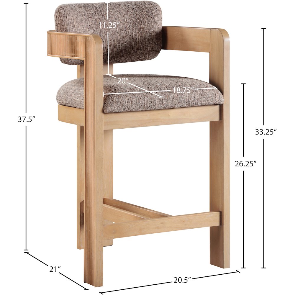 Sacha Brown Linen Textured Fabric Stool. Picture 8
