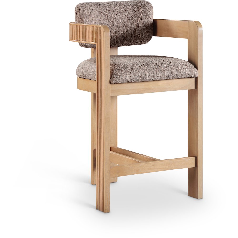 Sacha Brown Linen Textured Fabric Stool. Picture 1