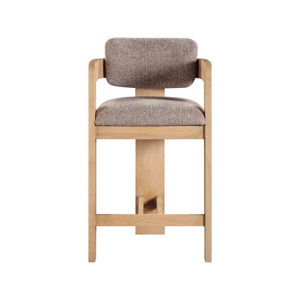 Sacha Brown Linen Textured Fabric Stool. Picture 3