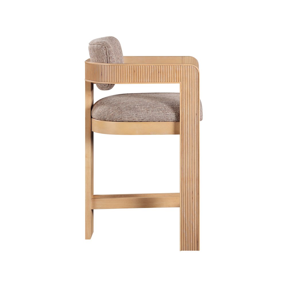 Sacha Brown Linen Textured Fabric Stool. Picture 4