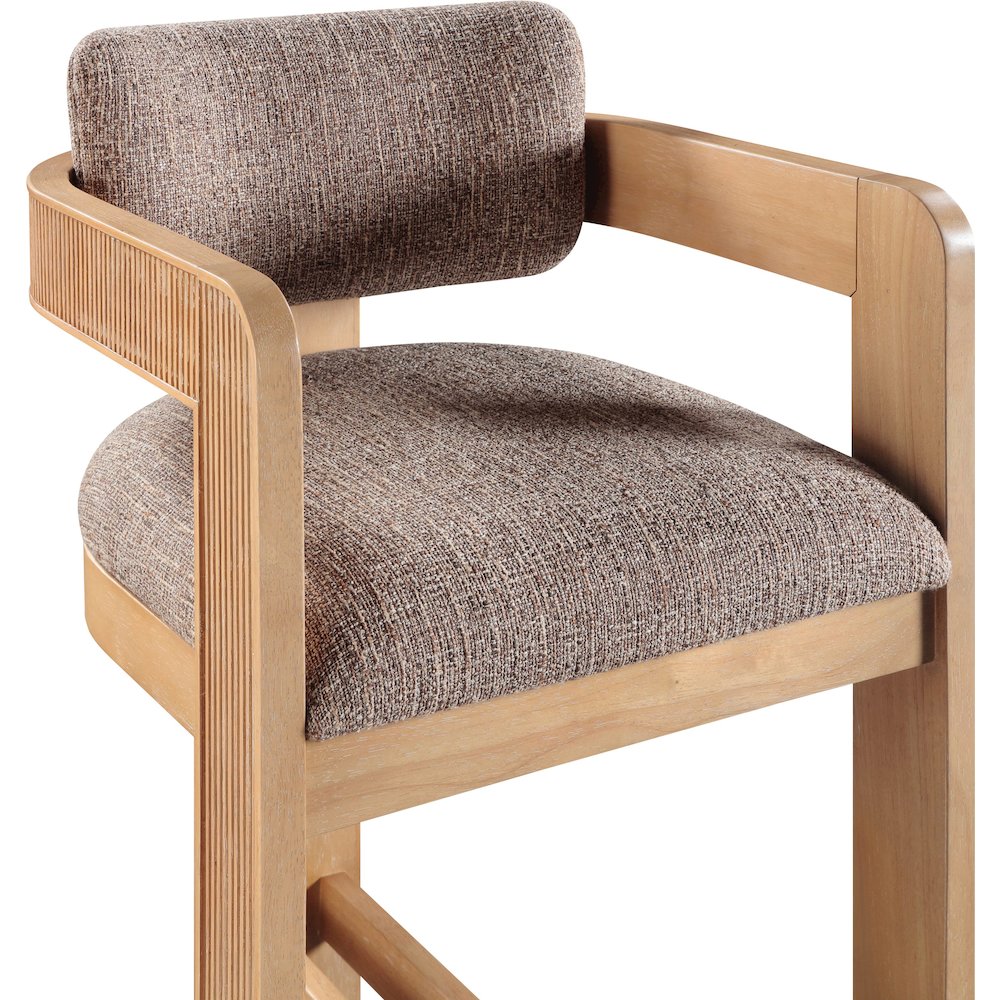 Sacha Brown Linen Textured Fabric Stool. Picture 6