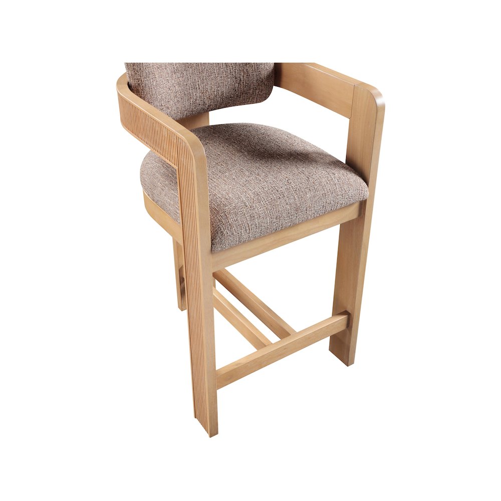 Sacha Brown Linen Textured Fabric Stool. Picture 7