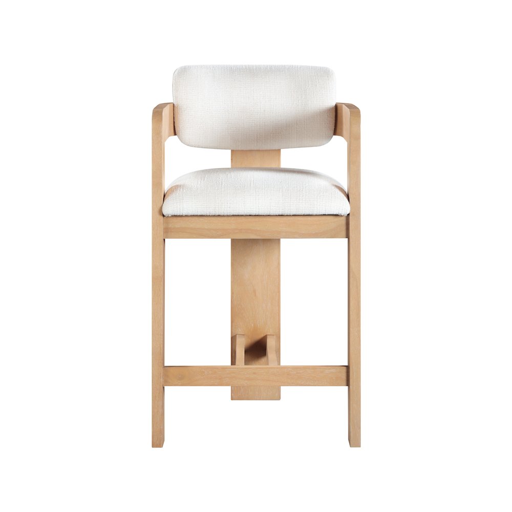 Sacha Cream Linen Textured Fabric Stool. Picture 3