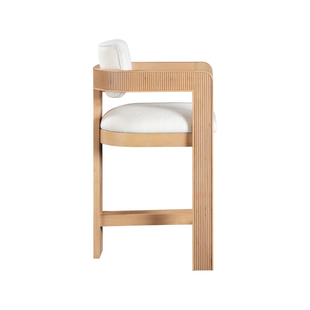 Sacha Cream Linen Textured Fabric Stool. Picture 4