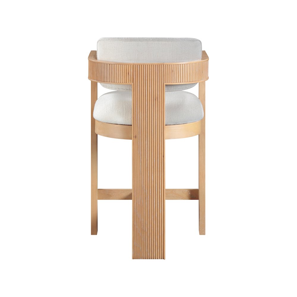 Sacha Cream Linen Textured Fabric Stool. Picture 5