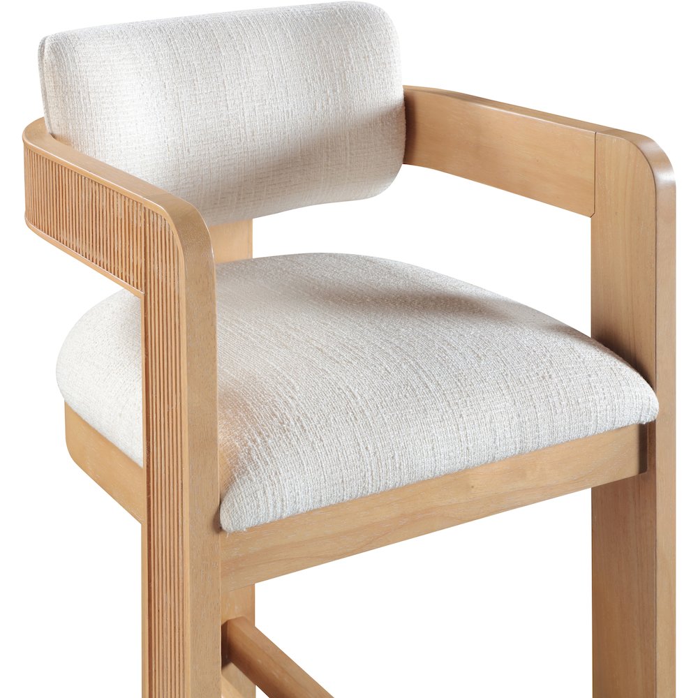 Sacha Cream Linen Textured Fabric Stool. Picture 6