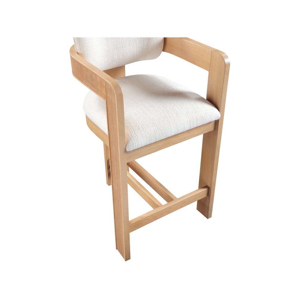 Sacha Cream Linen Textured Fabric Stool. Picture 7