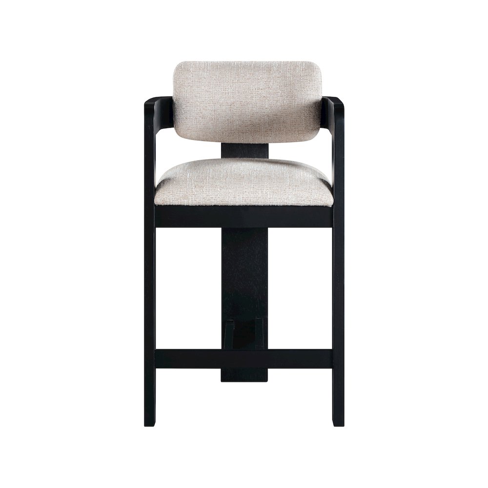 Sacha Beige Linen Textured Fabric Stool. Picture 3