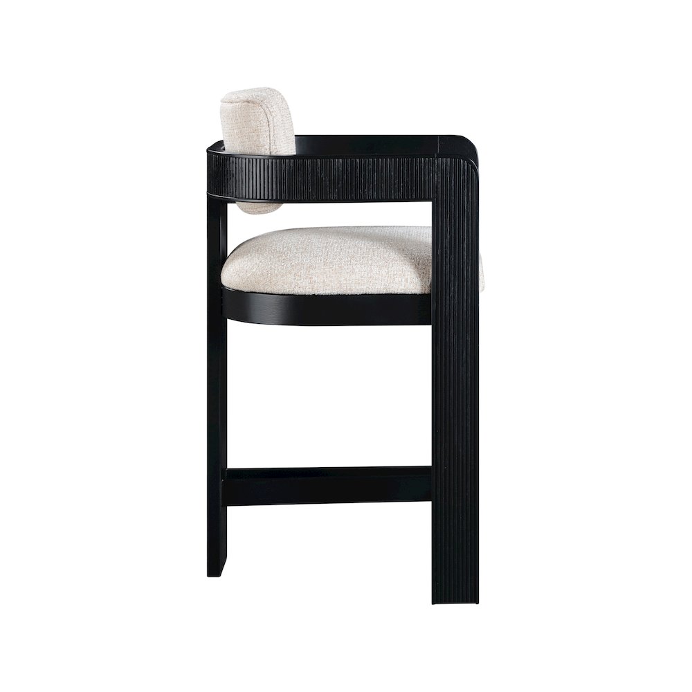 Sacha Beige Linen Textured Fabric Stool. Picture 4