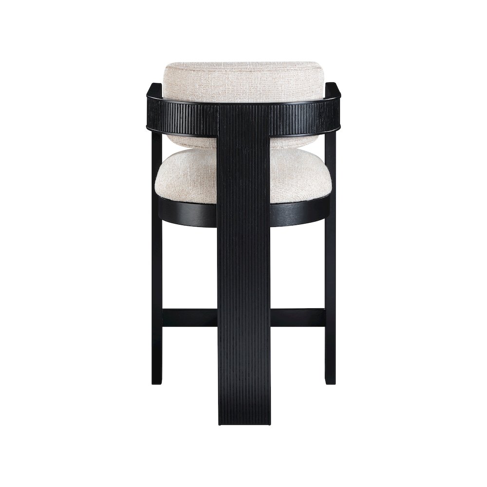 Sacha Beige Linen Textured Fabric Stool. Picture 5