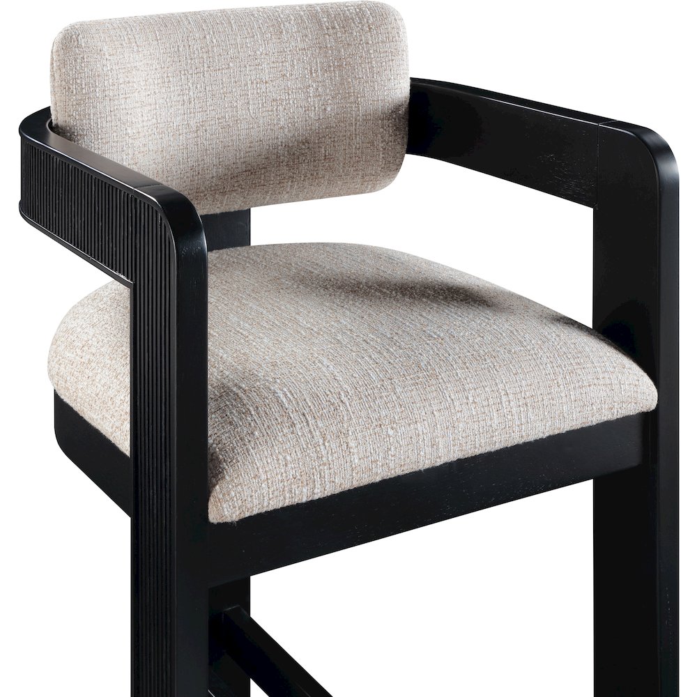 Sacha Beige Linen Textured Fabric Stool. Picture 6